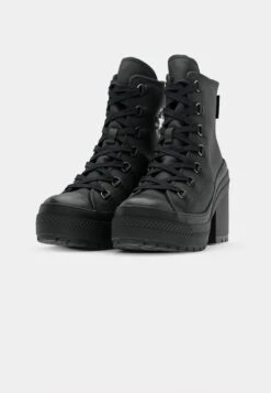 Converse CHUCK 70 DE LUXE HEEL PLATFORM - Lace-up Ankle Boots - Black/silver-coloured -Converse Store 2faa47556ce548b9a24819b7a5de3a89