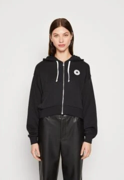 Converse Retro Chuck Taylor Full Zip Hoodie - Zip-Up Sweatshirt - Black