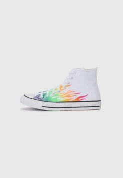 Converse CHUCK TAYLOR ALL STAR - High-top Trainers - White/chaos Fuchsia/orange